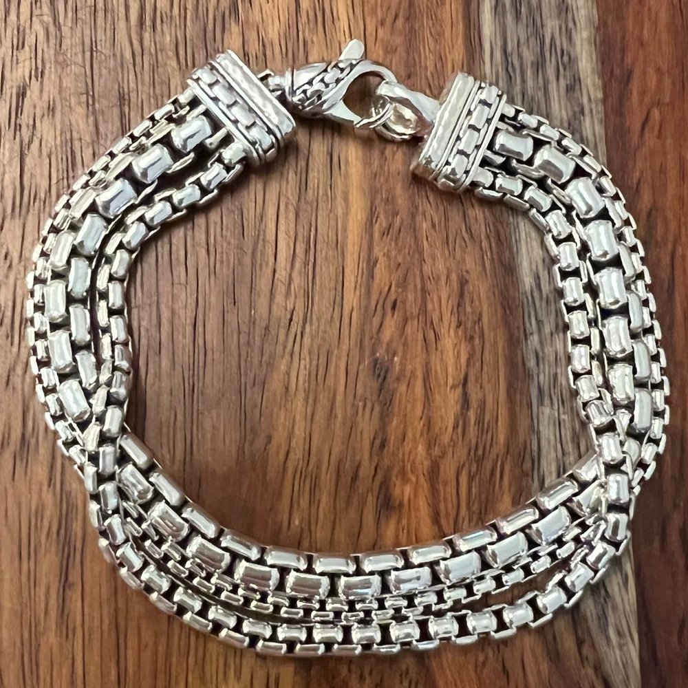 JAI by John Hardy Sterling Silver Triple Strand Box Chain Bracelet